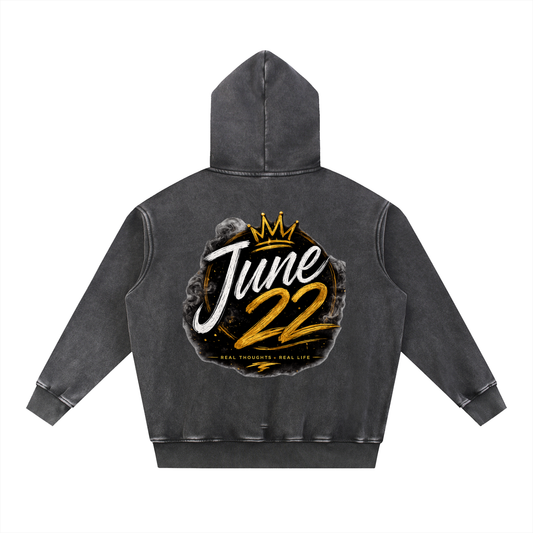 Foreva17 x June 22 Snow Wash Fleece Oversize Hoodie