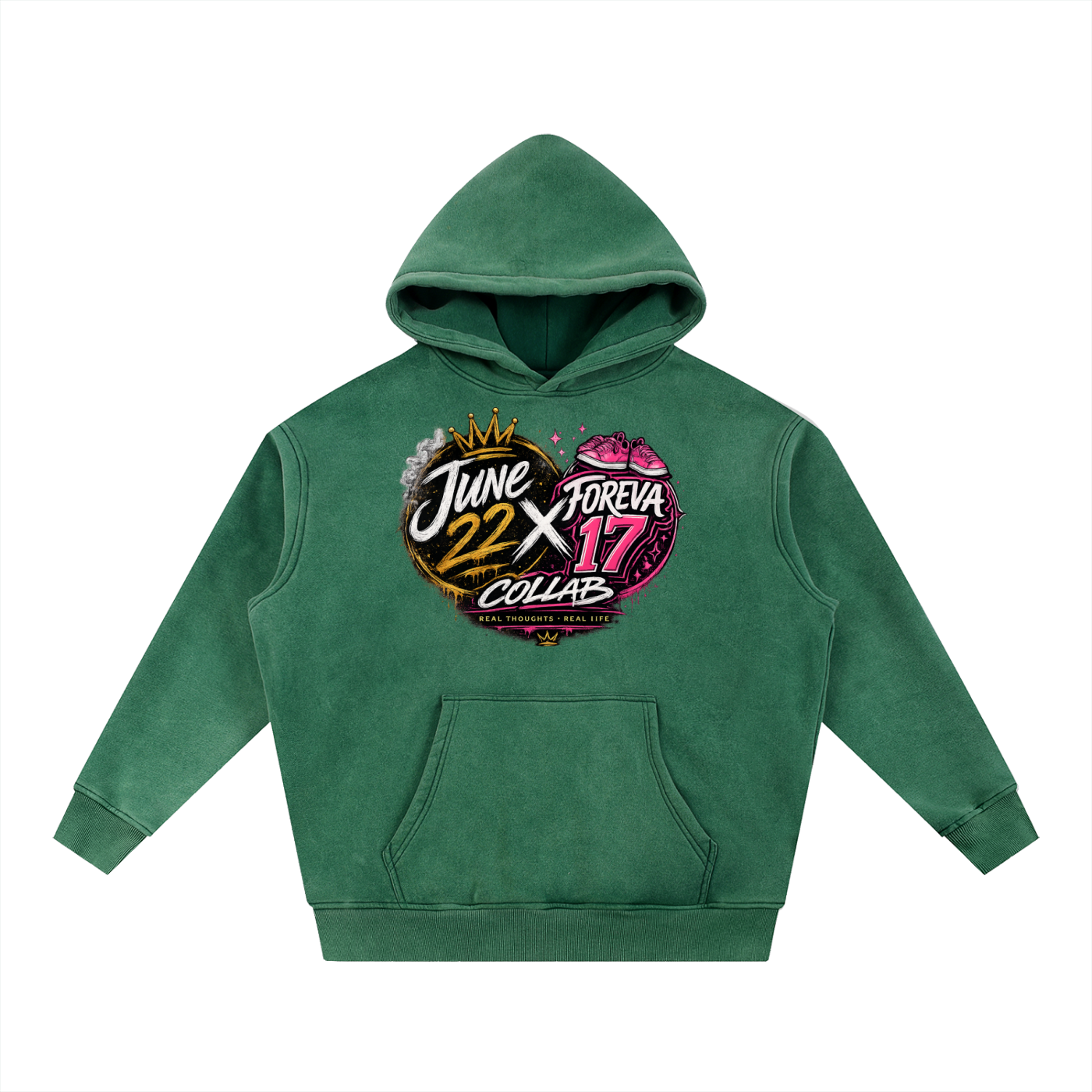 Foreva17 x June 22 Snow Wash Fleece Oversize Hoodie