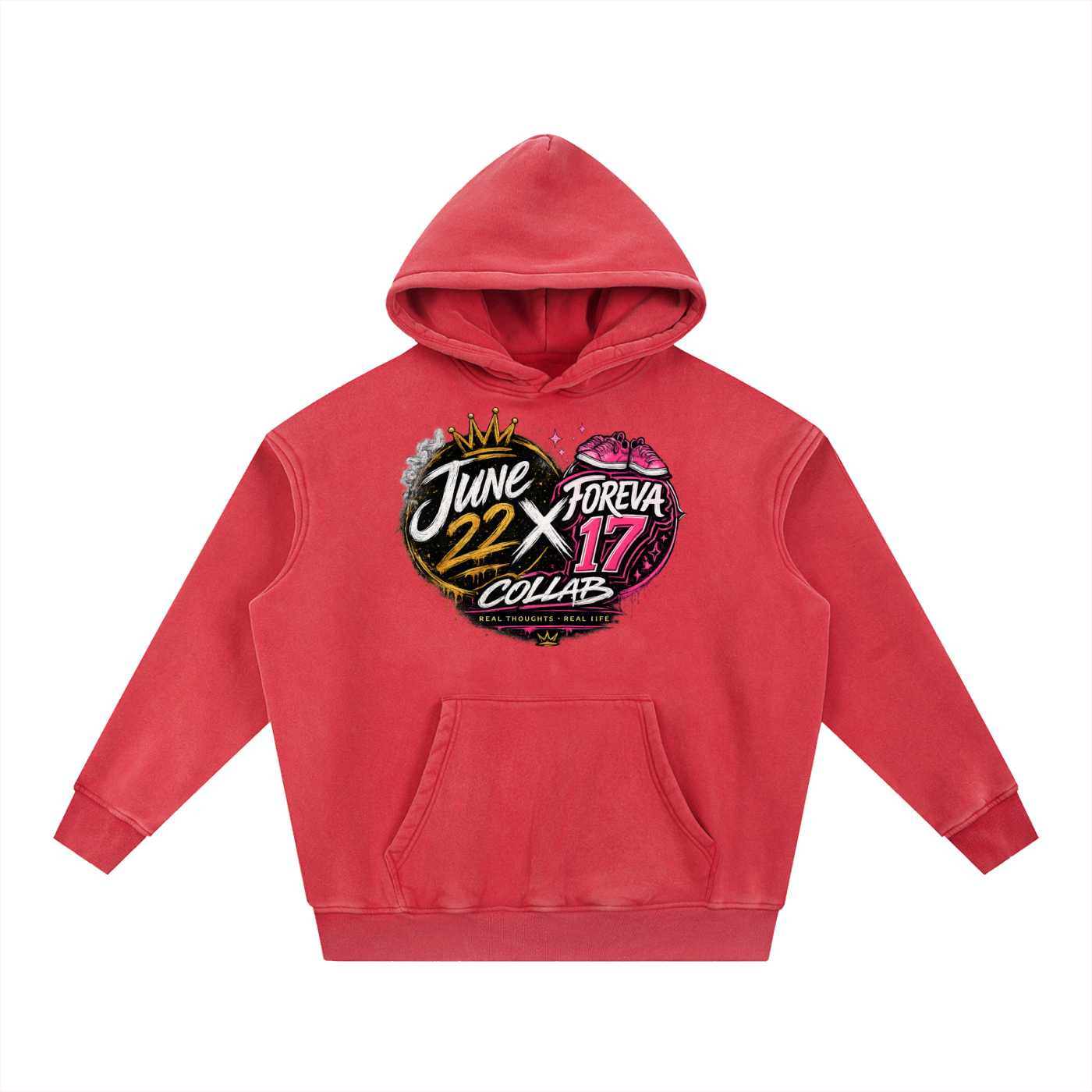 Foreva17 x June 22 Snow Wash Fleece Oversize Hoodie