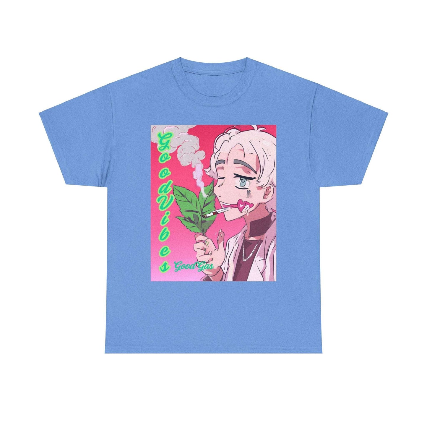 Good Vibes Cupid 420 Unisex Heavy Cotton Tee - Retro Anime Style T-Shirt
