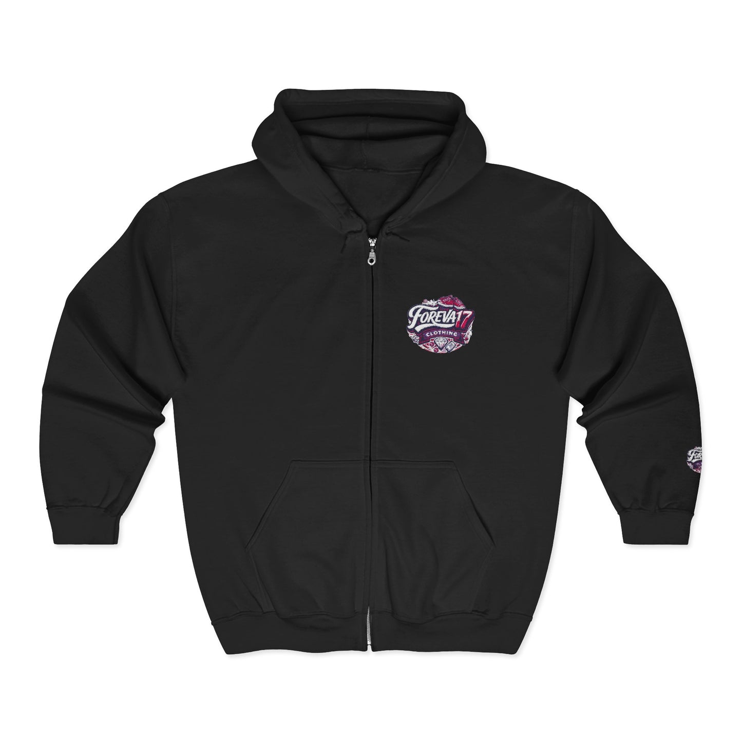 Full-Zip Hoodie — 'Foreva17' Retro Logo Streetwear Jacket