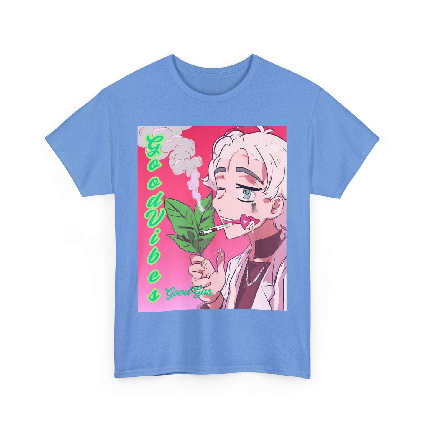 Good Vibes Cupid 420 Unisex Heavy Cotton Tee - Retro Anime Style T-Shirt