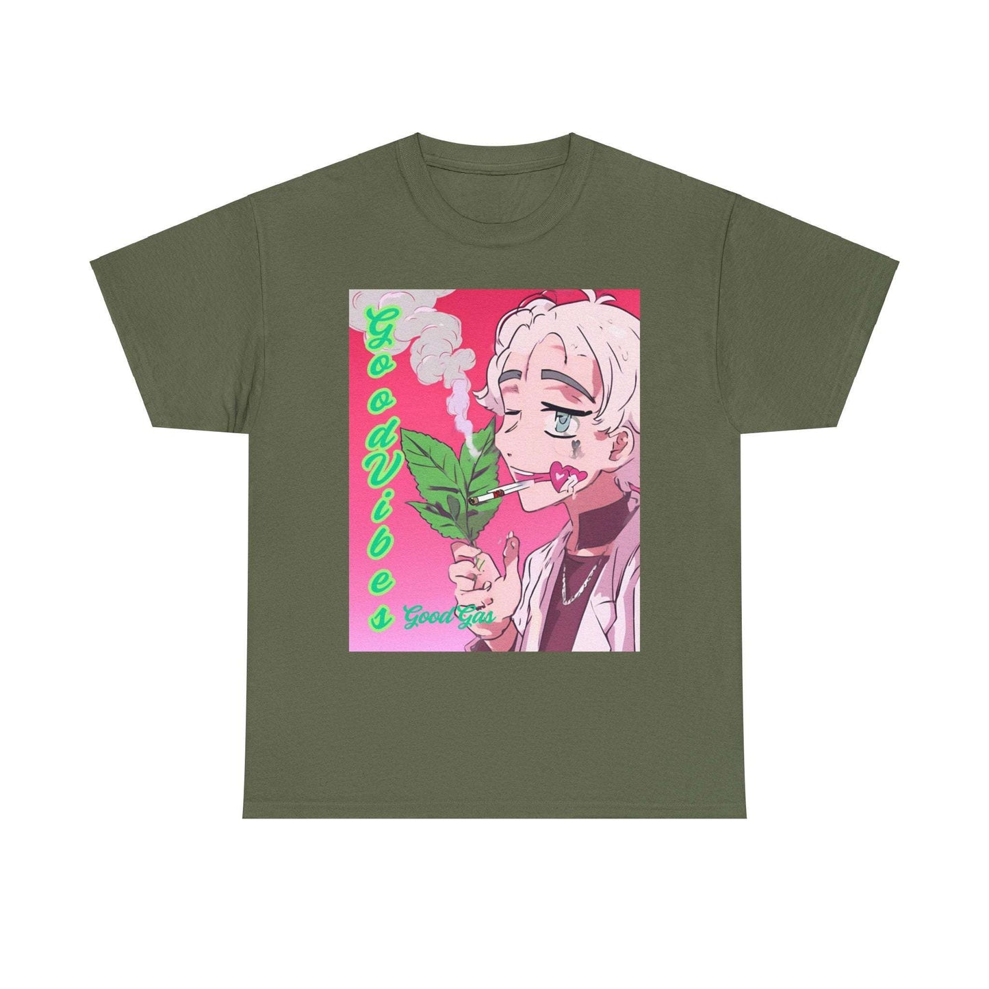 Good Vibes Cupid 420 Unisex Heavy Cotton Tee - Retro Anime Style T-Shirt