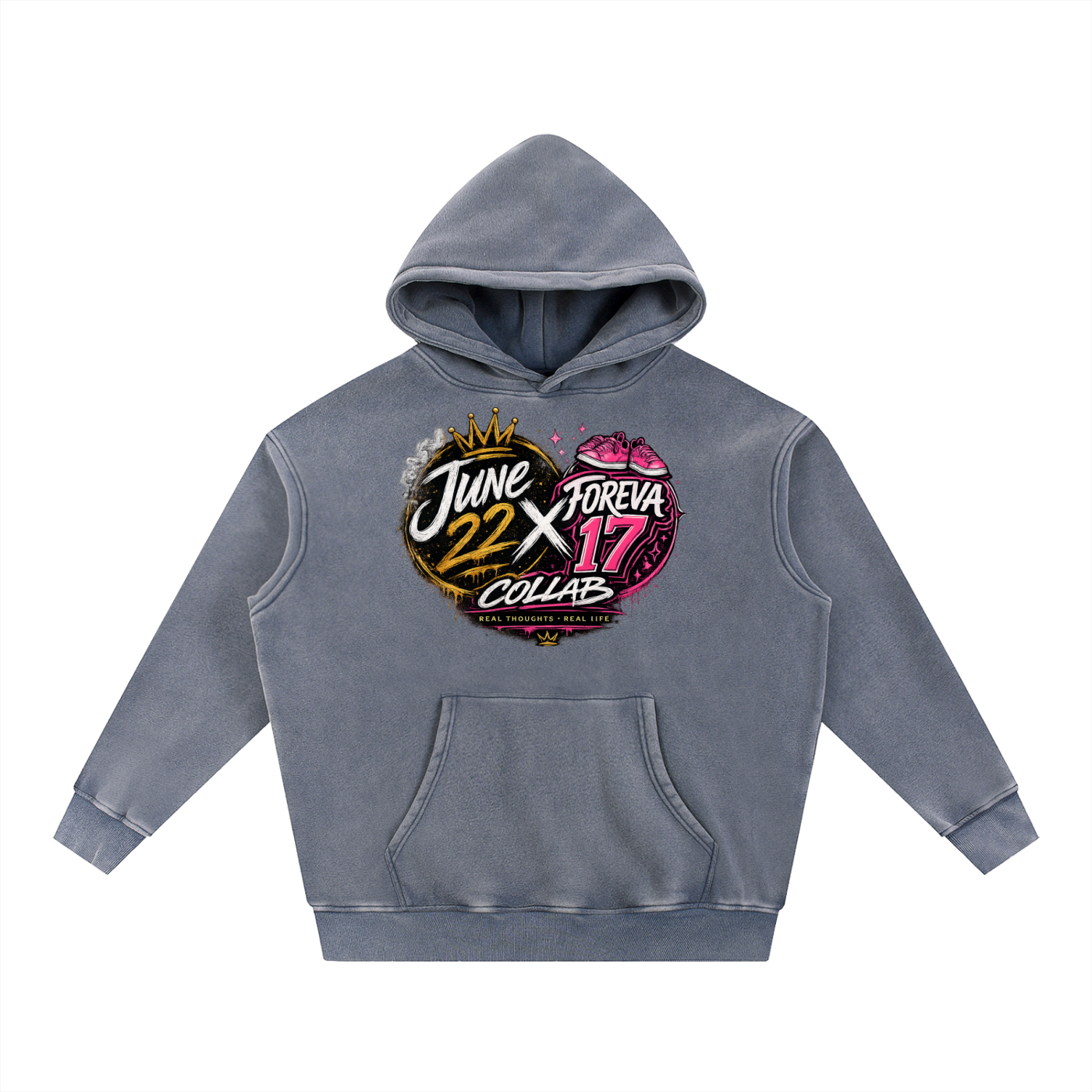 Foreva17 x June 22 Snow Wash Fleece Oversize Hoodie