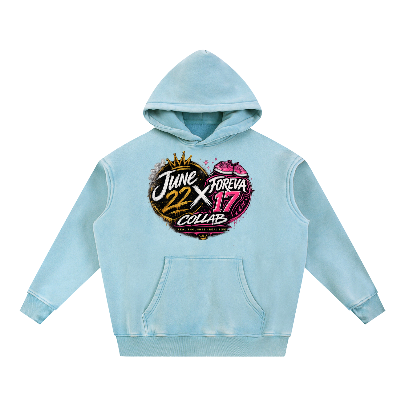 Foreva17 x June 22 Snow Wash Fleece Oversize Hoodie