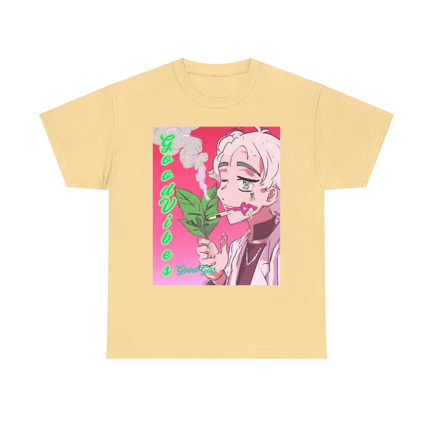 Good Vibes Cupid 420 Unisex Heavy Cotton Tee - Retro Anime Style T-Shirt