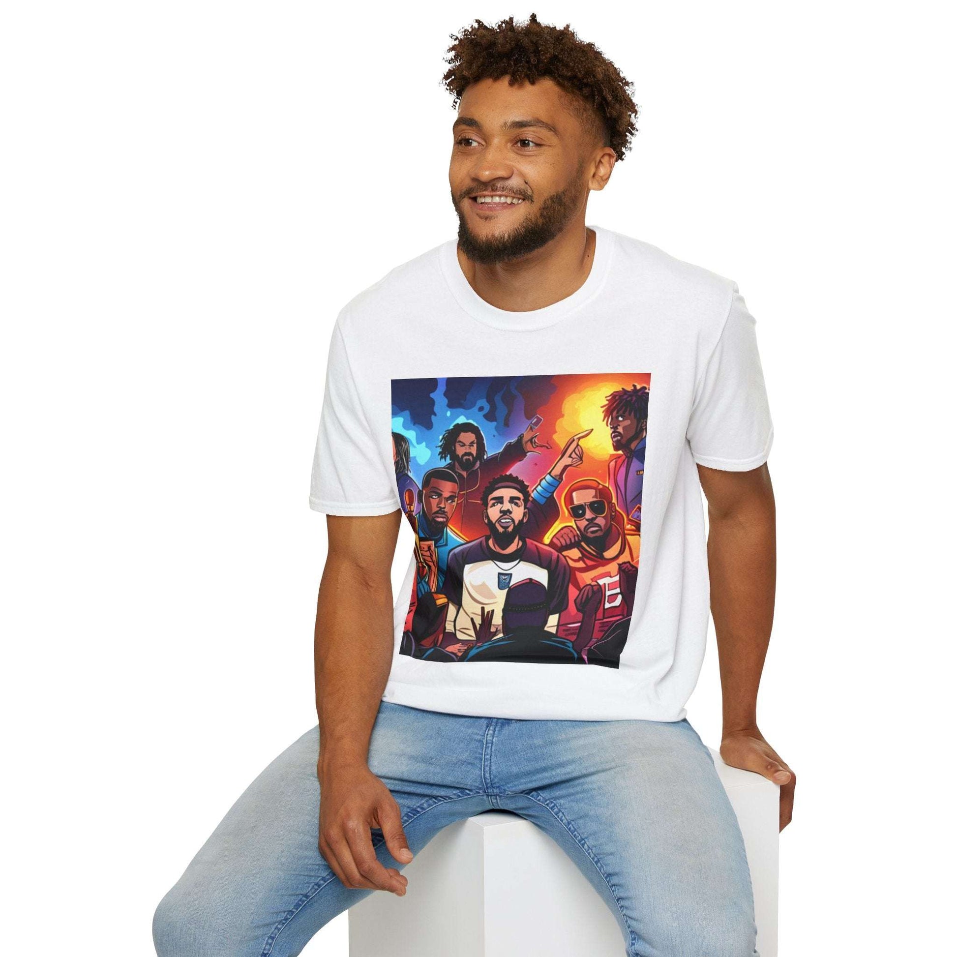 BIG 3 Unisex Softstyle T-Shirt with J Cole, Kendrick Lamar, and Drake Design