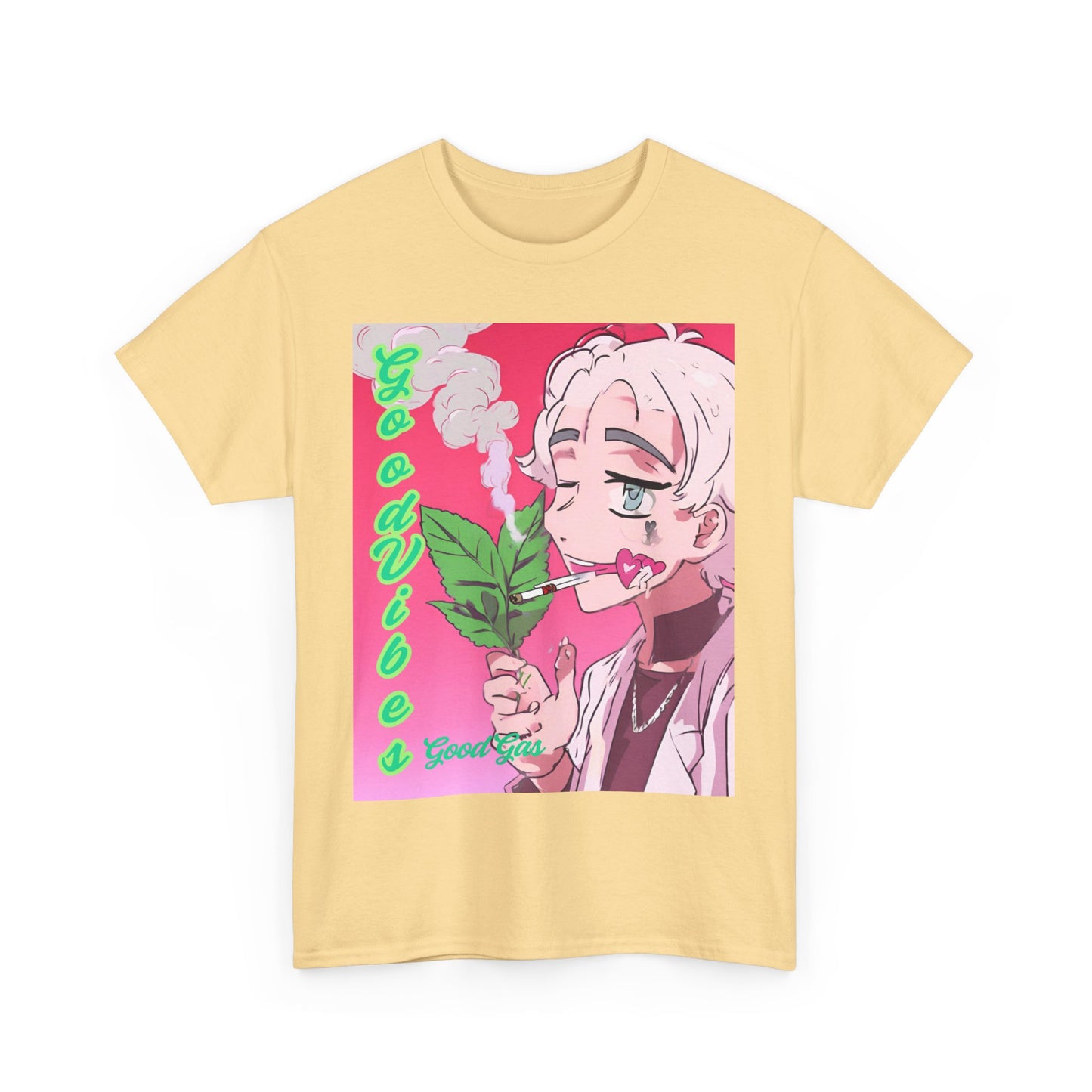 Good Vibes Cupid 420 Unisex Heavy Cotton Tee - Retro Anime Style T-Shirt