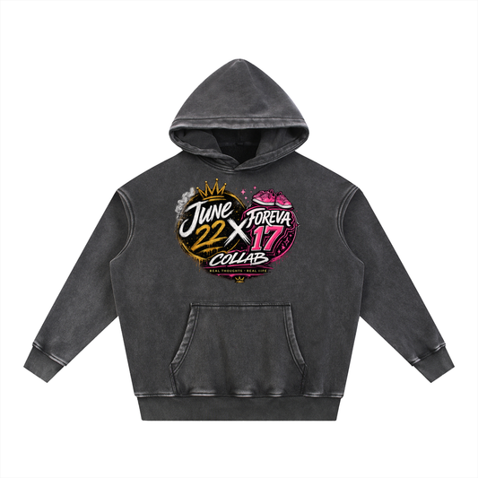 Foreva17 x June 22 Snow Wash Fleece Oversize Hoodie