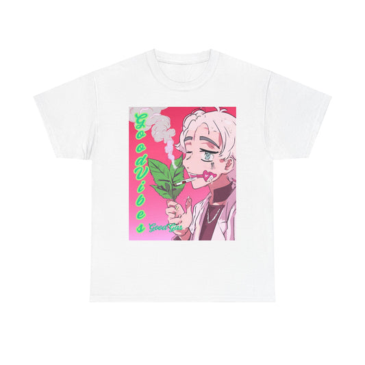 Good Vibes Cupid 420 Unisex Heavy Cotton Tee - Retro Anime Style T-Shirt