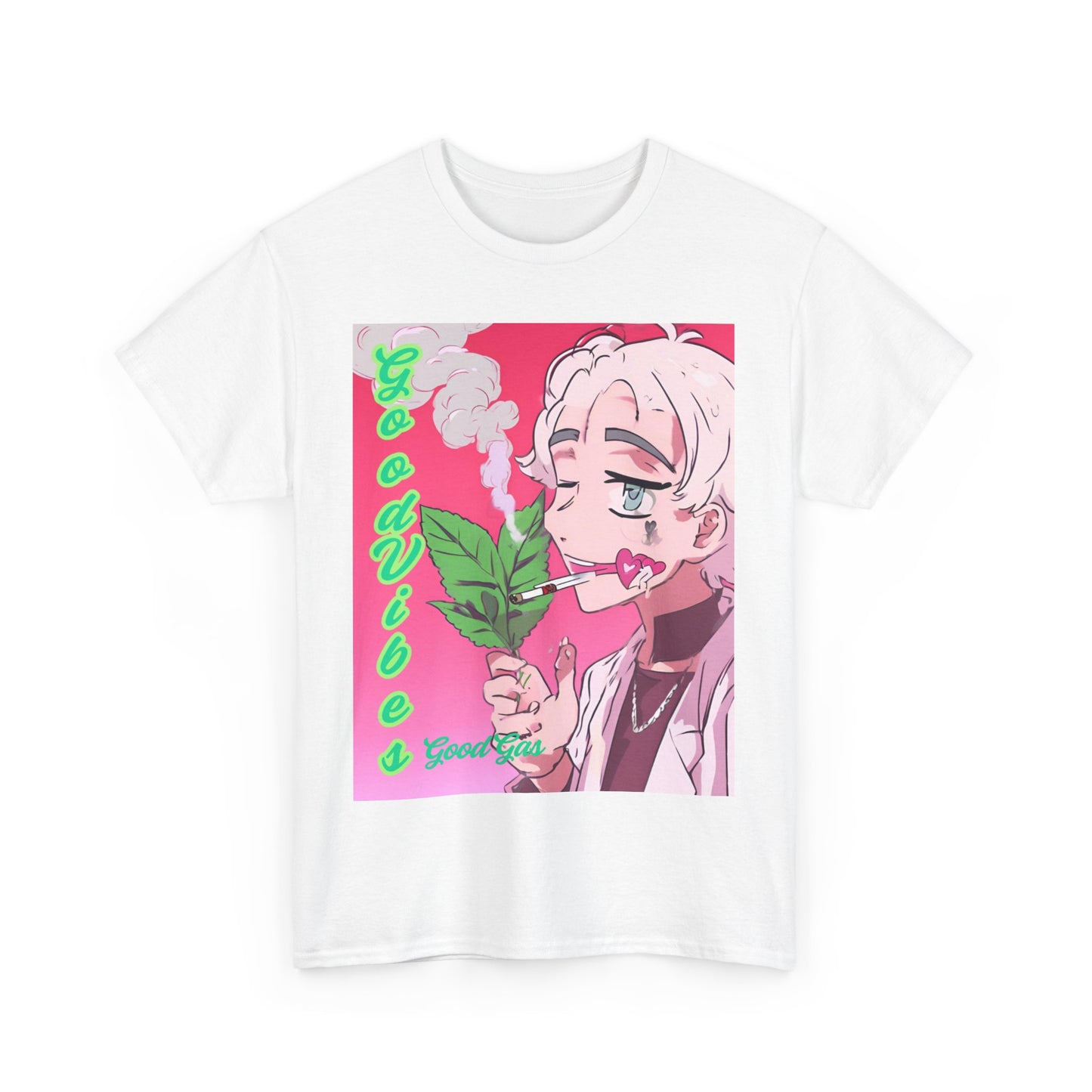 Good Vibes Cupid 420 Unisex Heavy Cotton Tee - Retro Anime Style T-Shirt