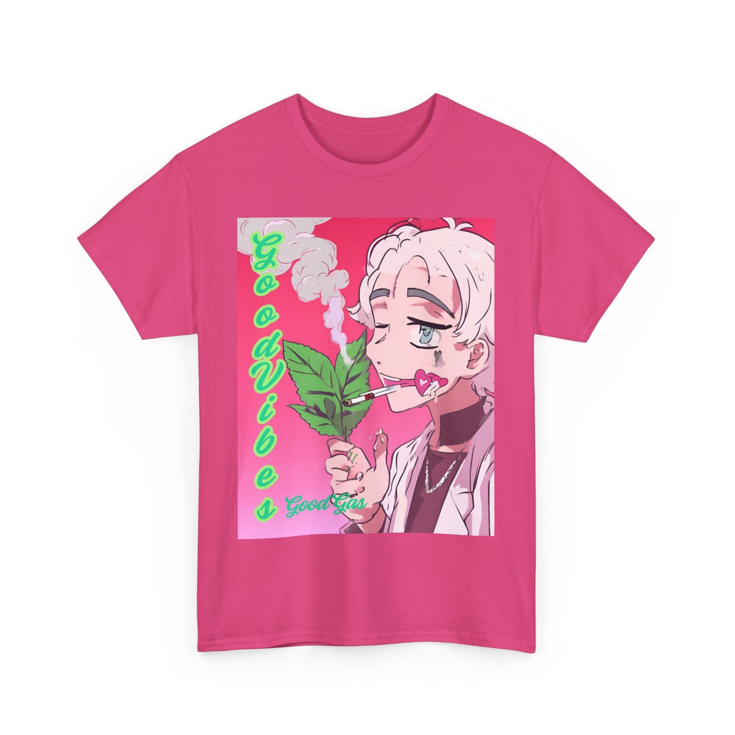 Good Vibes Cupid 420 Unisex Heavy Cotton Tee - Retro Anime Style T-Shirt