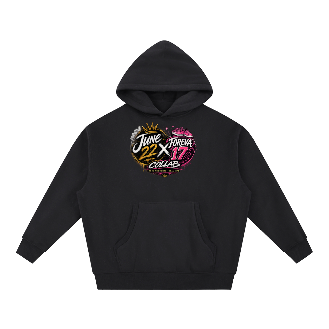 Foreva17 x June 22 Essential Oversized Boxy Fit Fleece Hoodie