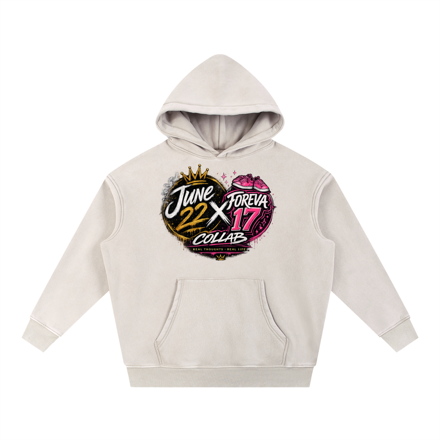 Foreva17 x June 22 Snow Wash Fleece Oversize Hoodie